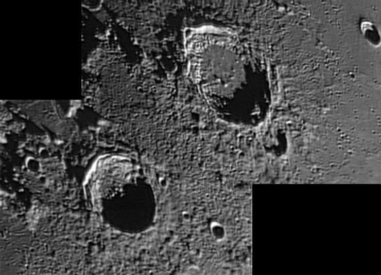 I crateri Aristoteles e Eudoxus il 06/01/2006 - Mosaico di 2 immagini (ciascuno somma di 300 frames su 1200) - Vesta Pro - C9 1/4 + barlow Televue 2x