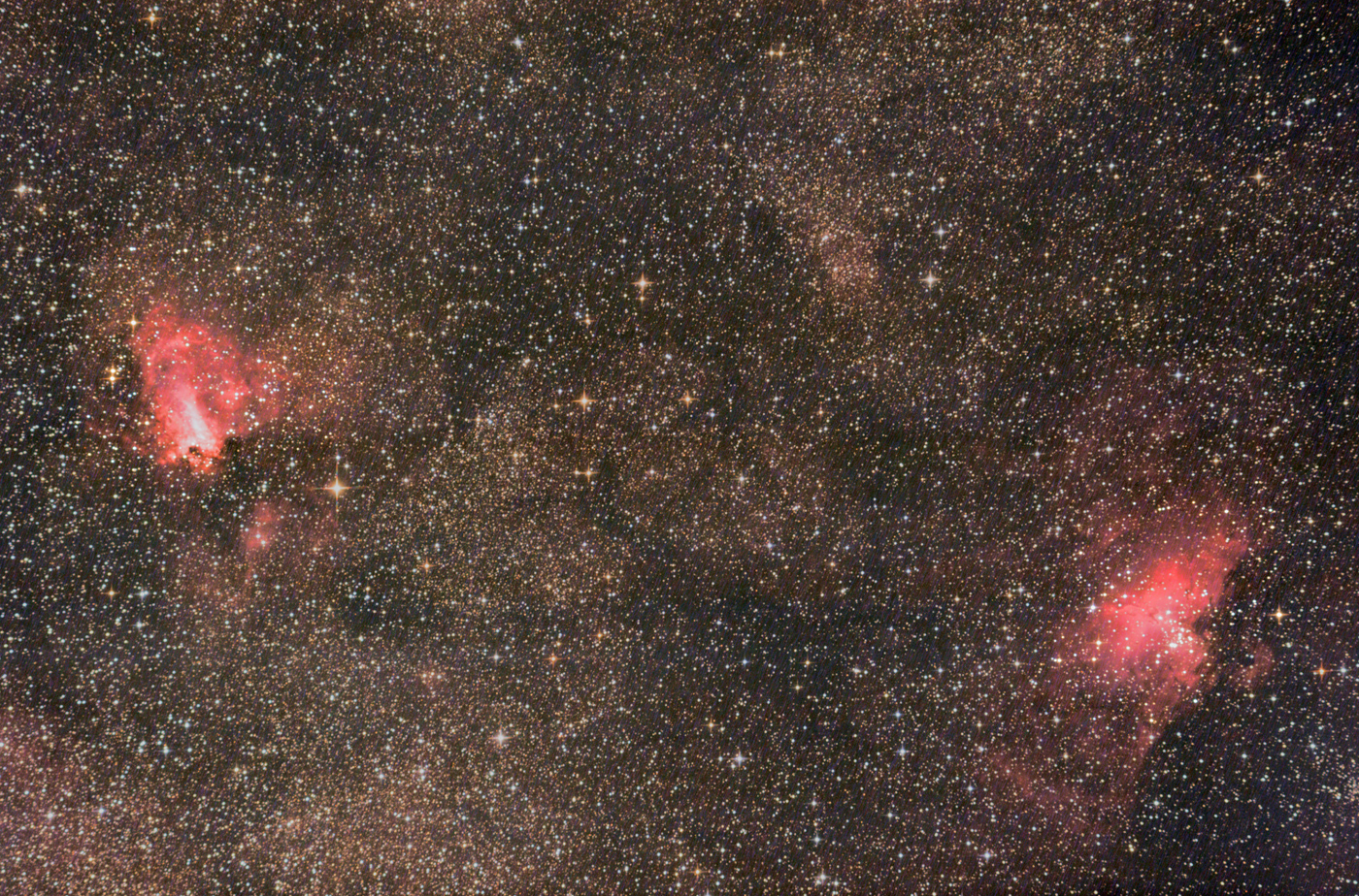 Nebulosa Aquila (M16) e nebulosa Omega (M17)