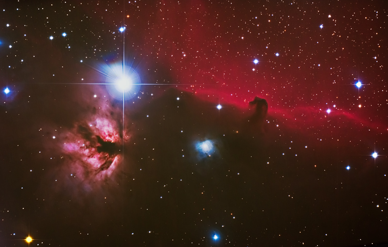 La testa di cavallo e la nebulosa fiamma in Orione