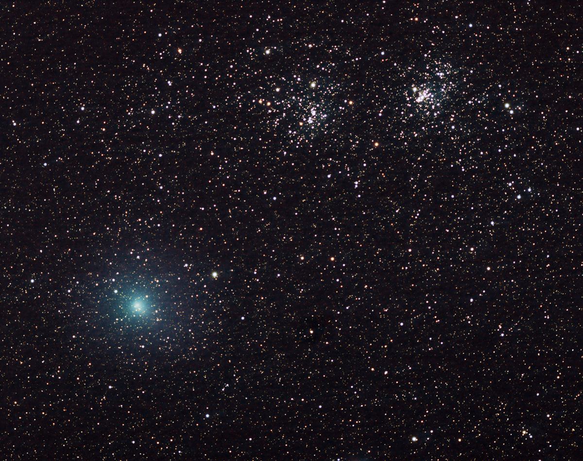 La cometa Hartley 103/P e il doppio ammasso in Perseo