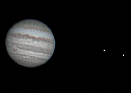 Giove, Europa e Io il 2 aprile 2004 ore 19:55 TU - Vesta Pro 1400 su 1800 frames - C9 1/4 XLT + Barlow 2x